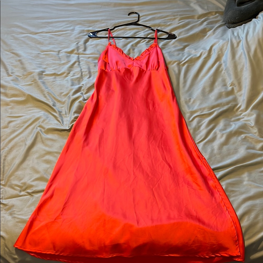Elegant Red Satin Maxi Dress